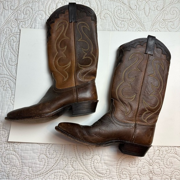 Dan Post brown classic cowboy boots sz 7 - Picture 3 of 10